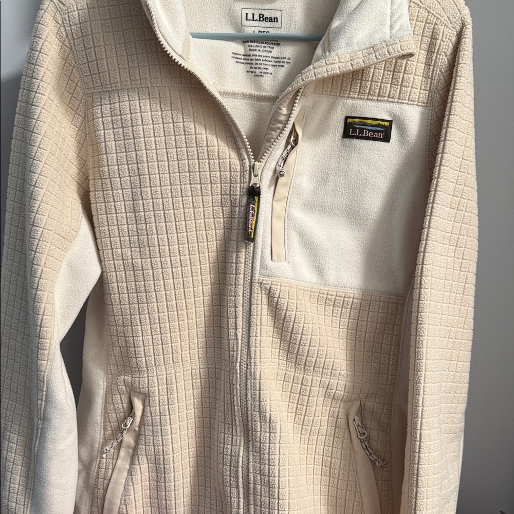 L.L. Bean Beige Textured Zip-Up Jacket